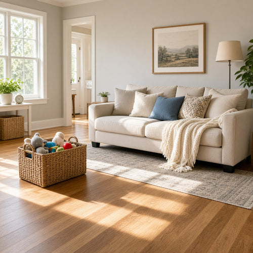Family living room after a clean